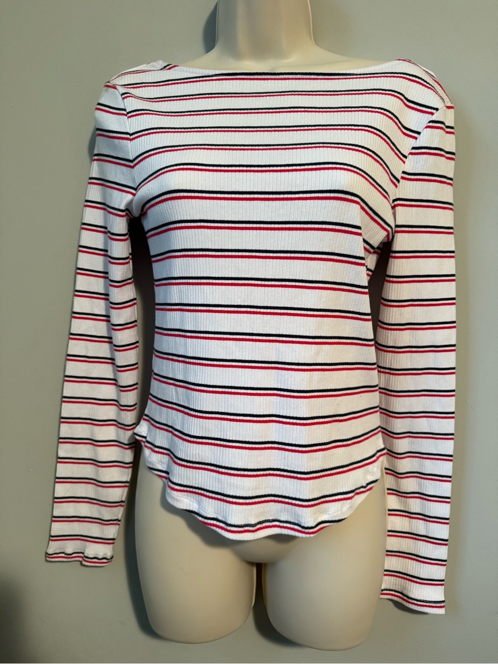 Cotton On Striped Long Sleeve Tee - White, Black, Red